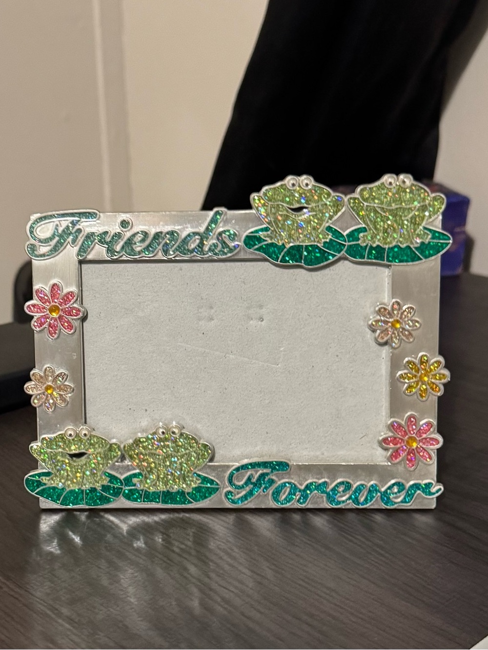 Friends Forever Glitter Frog Photo Frame - Green Multicolor